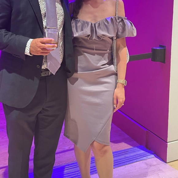 LIGHT PURPLE Lipsy London Off-Shoulder Bubble Dress - Picture 3 of 6